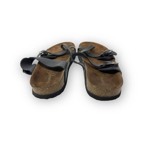 Mountain Sole Birk Style Slip On Leather Sandals Buckle Black Women’s Size 9 - Picture 9 of 11